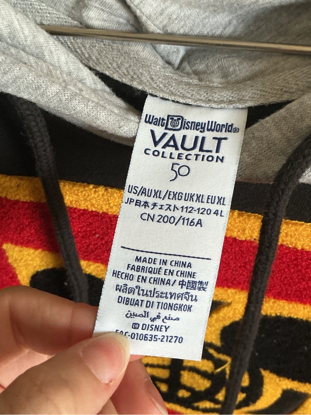 Disney Vault Collection Hooded Pullover - Black, Red, Yellow, Gray - Picture 2 of 3